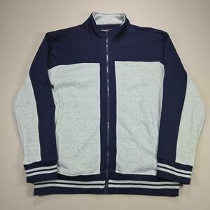 Canada Weather Gear Mens XXL Track Jacket Navy Grey Colorblock Full Zip Fleece